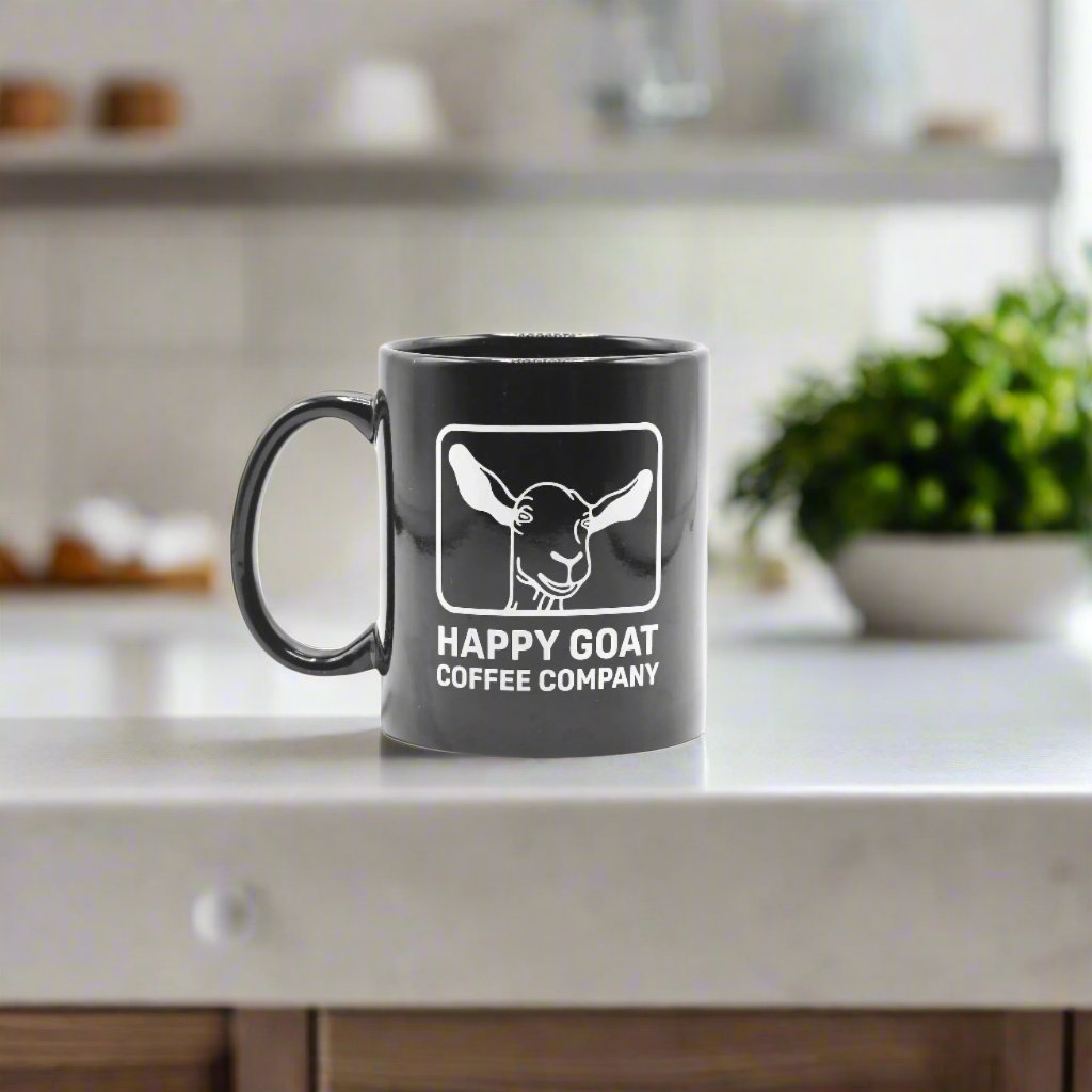 Tasse à café Happy Goat - Noir/brillant